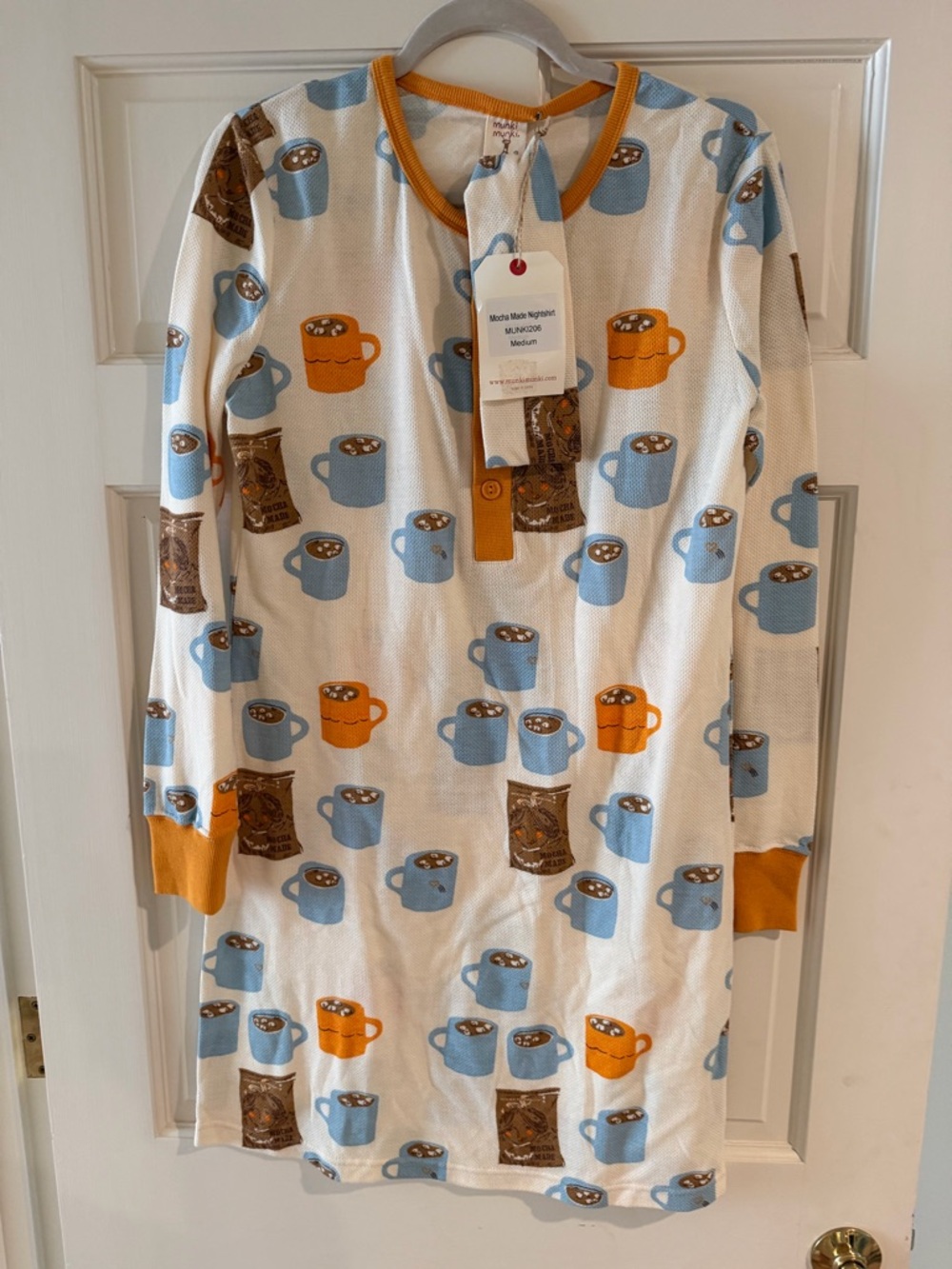 Munki Munki Coffee Cup Print Nightgown -  plus headband